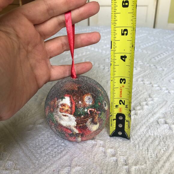 Vintage 1980s–1990s Sugar-Coated Old World Santa Foam Ball Ornament 3" - Picture 7 of 7